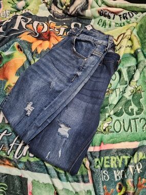 Women's Junior Distressed Blue Denim Jeans - Classic Casual Fit